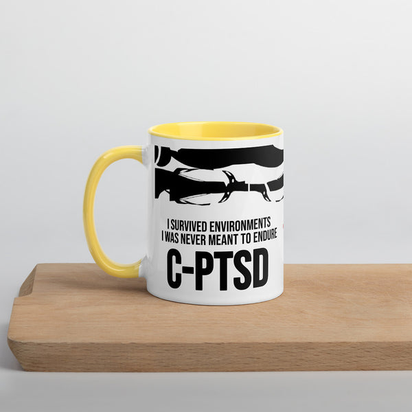 ILLTOCHILL CPTSD awareness Complex Post-Traumatic Stress disorder gift Mug with Color Inside – Lifestyle Left