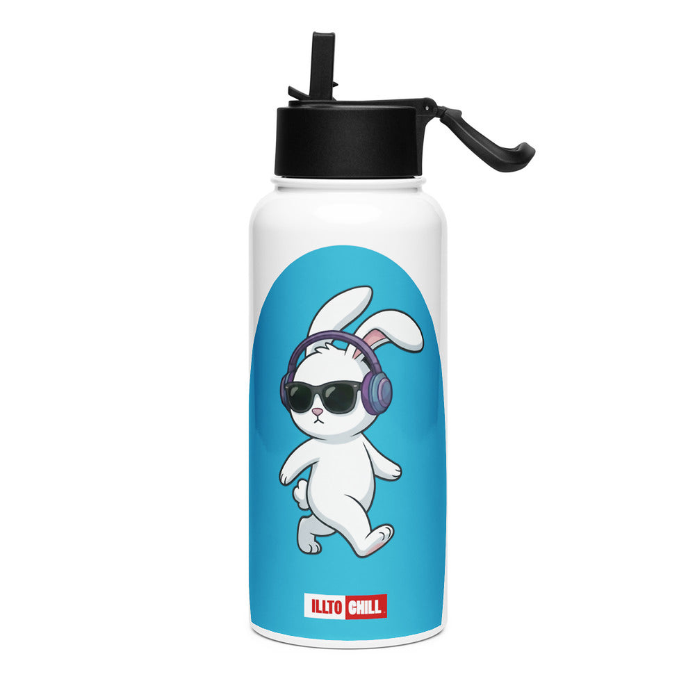 ILLTOCHILL Hard of hearing support gift Stainless steel water bottle with a straw lid – Flat Left