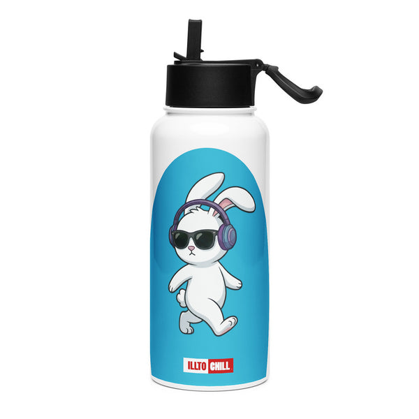 ILLTOCHILL Hard of hearing support gift Stainless steel water bottle with a straw lid – Flat Left