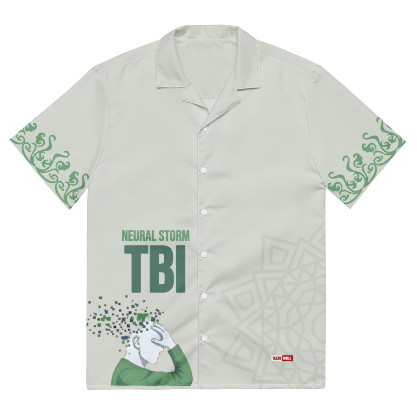 ILLTOCHILL TBI Traumatic brain injury support Unisex button shirt – Flat Front (White)