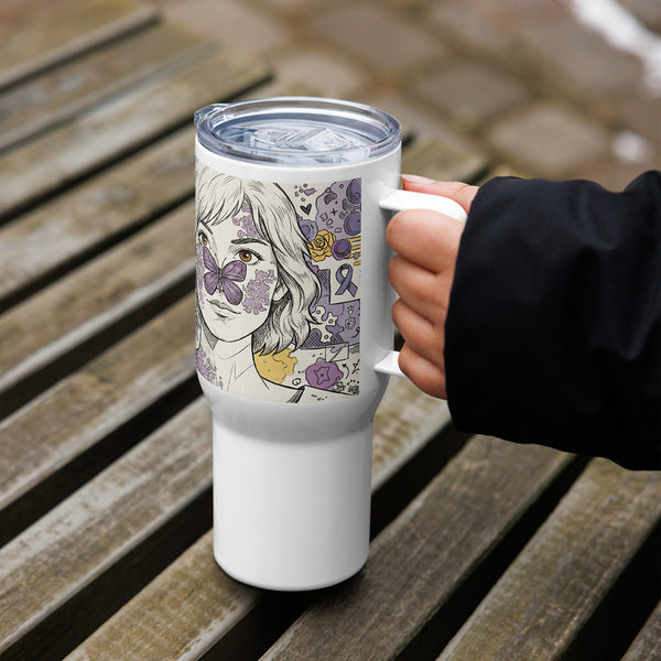 ILLTOCHILL Lupus awareness gift Travel mug with a handle – Lifestyle 6 Left