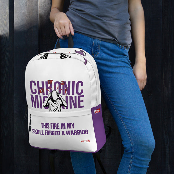 ILLTOCHILL Chronic Migraine Awareness Backpack – Women's Lifestyle Left (Clear)