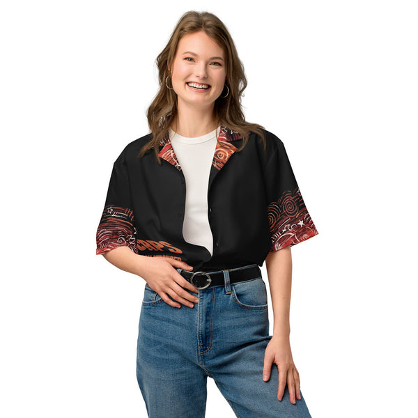 ILLTOCHILL CRPS awareness Complex Regional Pain Syndrome support Unisex button shirt – Women's 2 Front (Black)