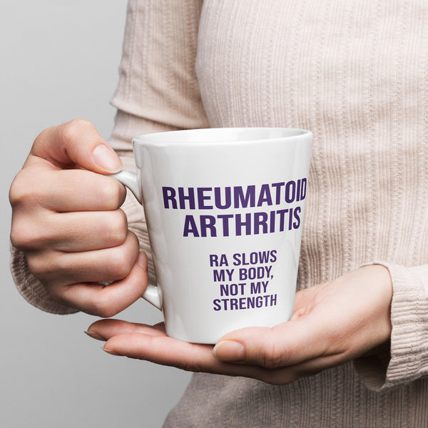 ILLTOCHILL RA awareness Rheumatoid Arthritis support gift Latte mug – Lifestyle 1 Left