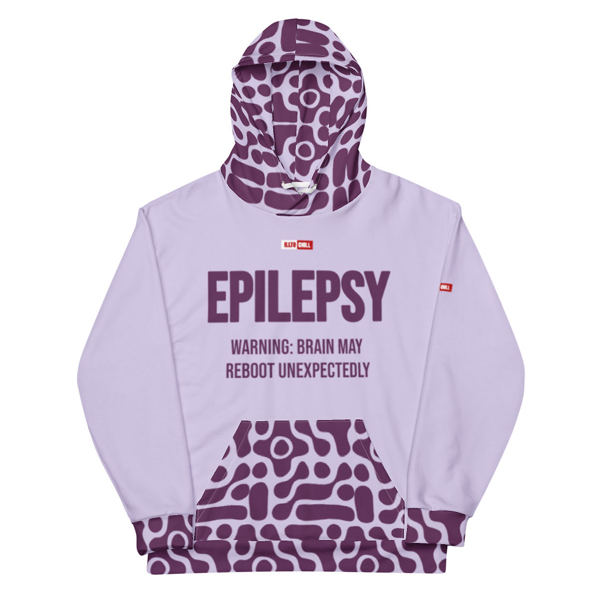 ILLTOCHILL Epilepsy awareness and support gift Unisex cotton hoodie – Flat Front (White)