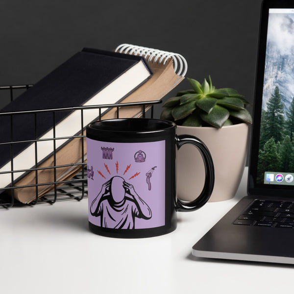 ILLTOCHILL Chronic Migraine awareness and support gift Black Glossy Mug – Lifestyle Handle on Right