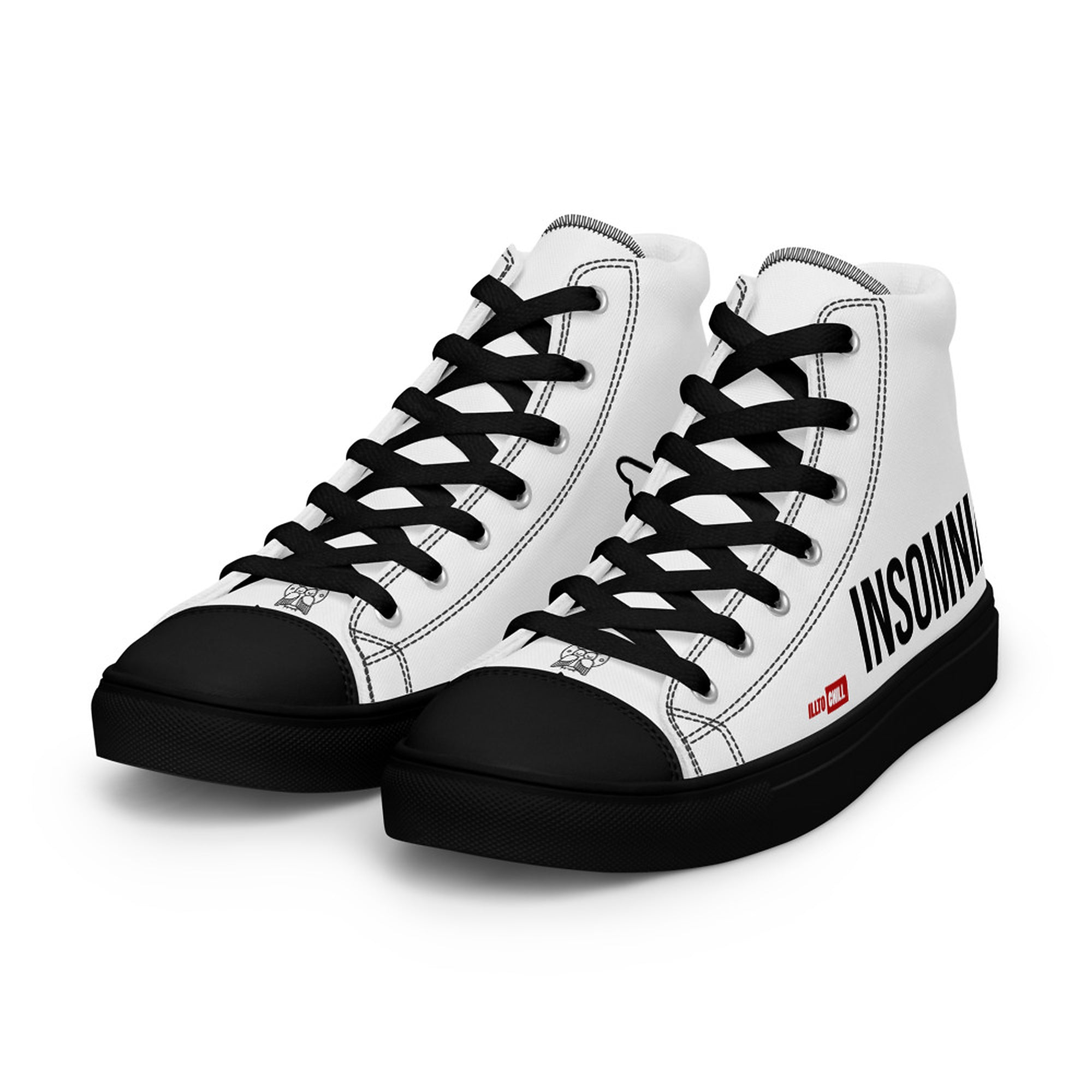 ILLTOCHILL Insomnia Awareness Women's High Top Shoes – Flat Left Front (Insomnia Awareness Women's High Top Shoes)