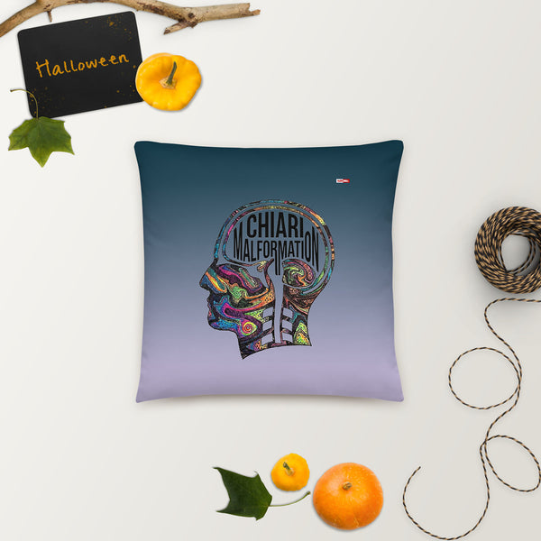 ILLTOCHILL CM Chiari Malformation awareness gift Pillow – Halloween Front 2 (Black)