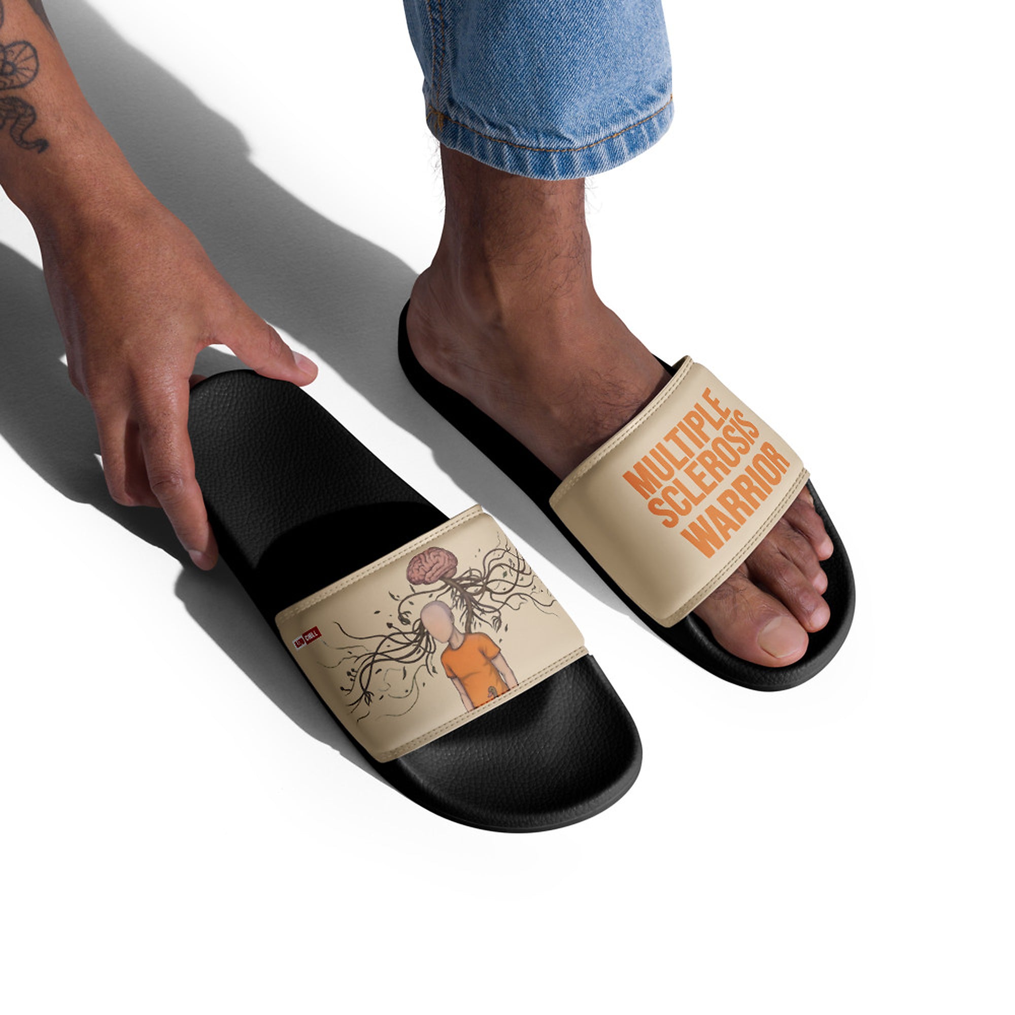 ILLTOCHILL MS Awareness Men's Slides – Men's Lifestyle 2 Right Front (Ms Awareness Men's Slides)