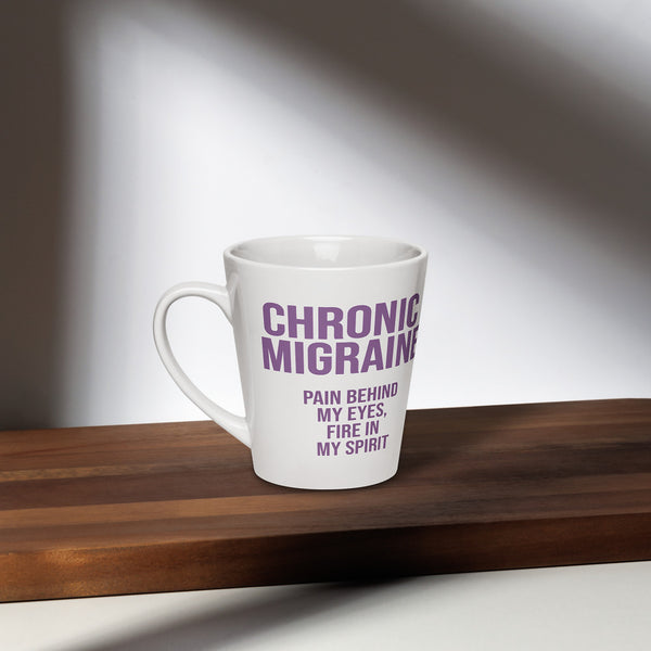 ILLTOCHILL Chronic Migraine awareness and support gift Latte mug – Lifestyle 2 Left