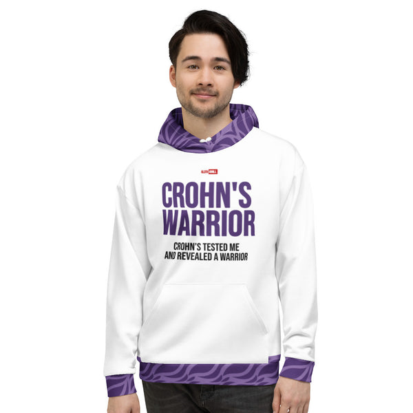 ILLTOCHILL Crohn's disease awareness and support gift heavyweight unisex hoodie – Men's Front (White)