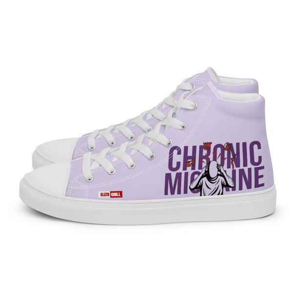 ILLTOCHILL Chronic Migraine awareness and support gift Men’s high top canvas shoes – Flat Left