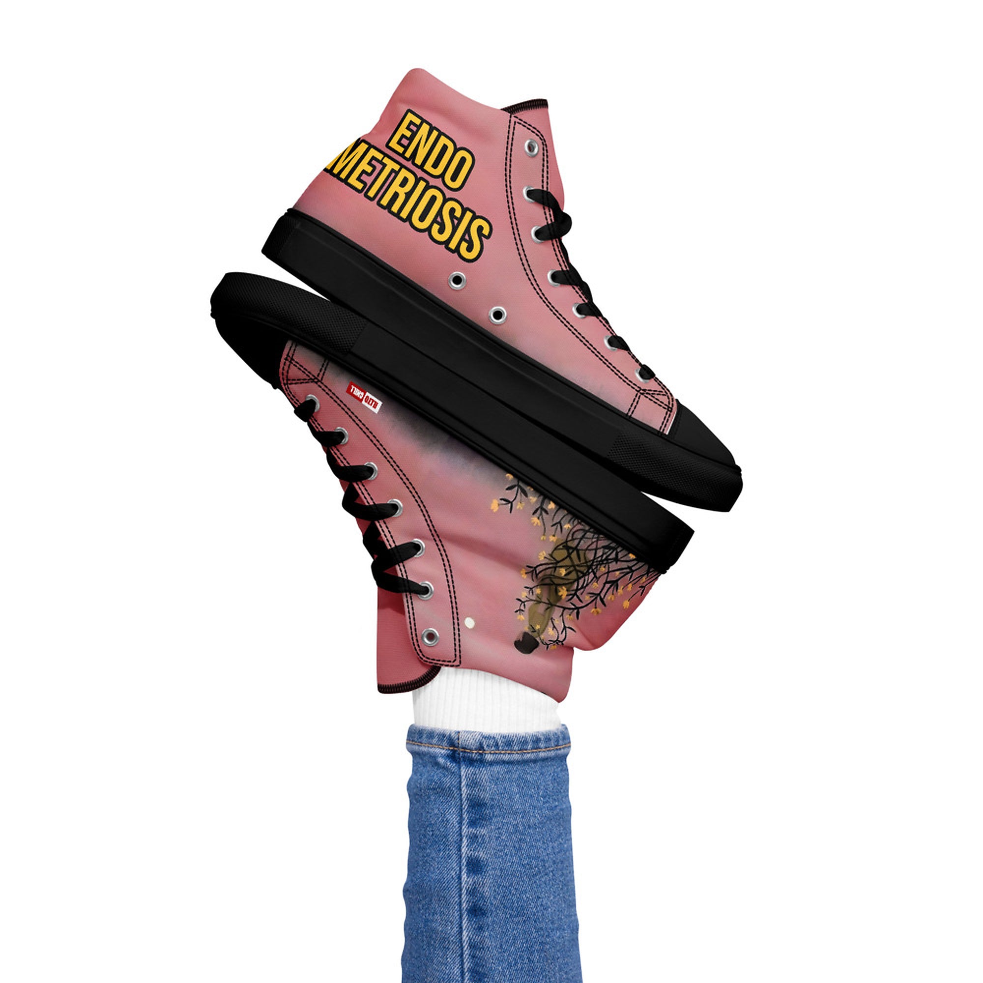 ILLTOCHILL Endometriosis Awareness Women's High Top Shoes – Women's Lifestyle 2 Left (Endometriosis Awareness Women's High Top Shoes)