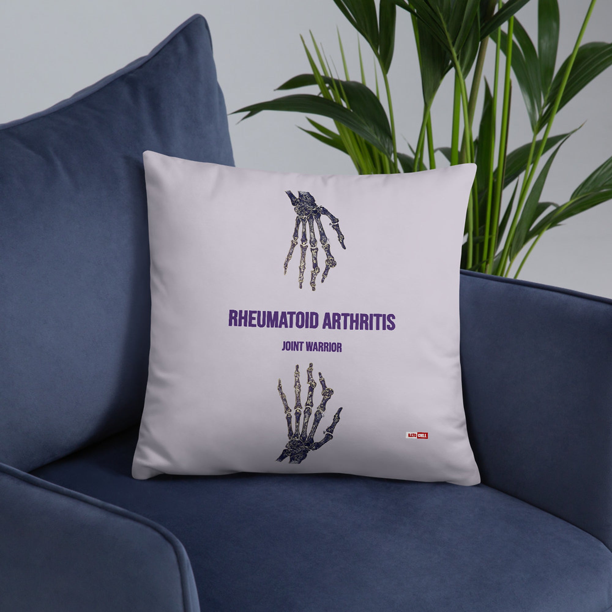 ILLTOCHILL RA awareness Rheumatoid Arthritis support gift Pillow – Lifestyle Front Lifestyle 6 (Black)