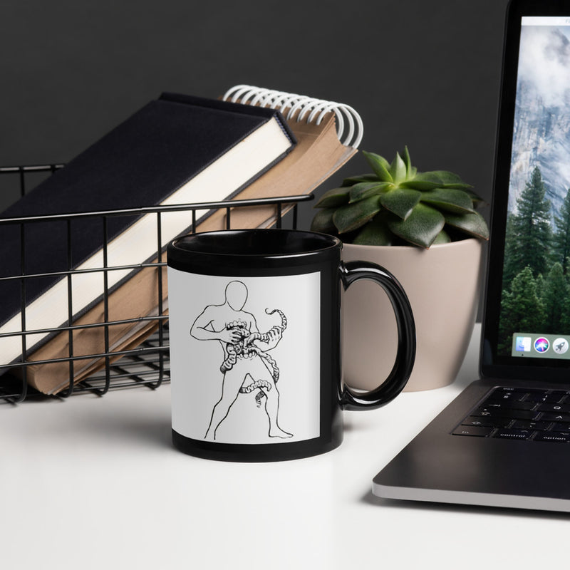 ILLTOCHILL Crohn's disease awareness and support gift Black Glossy Mug – Lifestyle Handle on Right