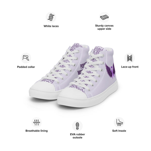 ILLTOCHILL Epilepsy awareness and support gift Men’s high top canvas shoes – Product specs Left Front