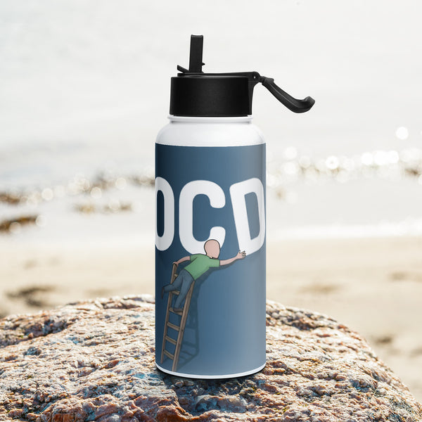 ILLTOCHILL OCD awareness gift Stainless steel water bottle with a straw lid – Lifestyle 3 Left