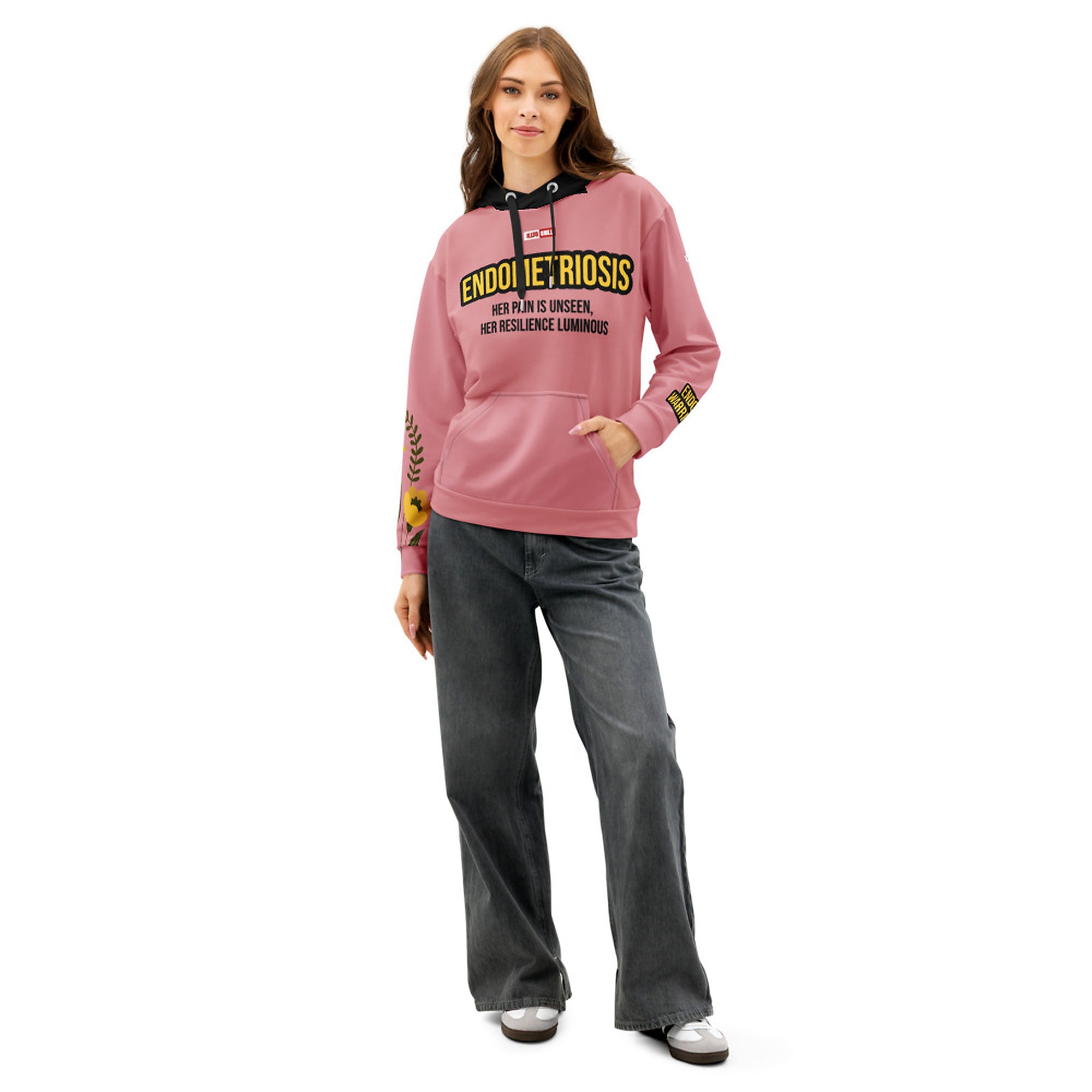 ILLTOCHILL Endometriosis awareness Endo warrior gift unisex cotton hoodie – Women's Front (Black)