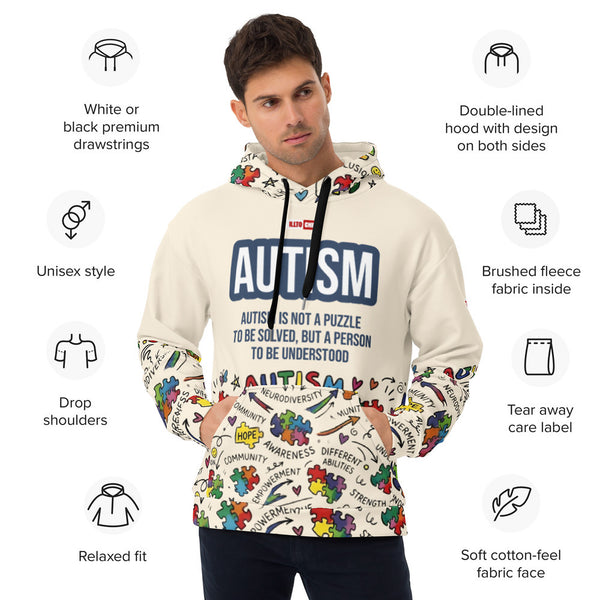 ILLTOCHILL Autism awareness neurodiversity gift All-over print heavyweight Unisex Hoodie – Product specs Front (Black)