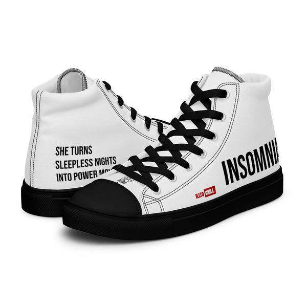 ILLTOCHILL Insomnia Awareness Women's High Top Shoes – Flat 3 Left (Insomnia Awareness Women's High Top Shoes)