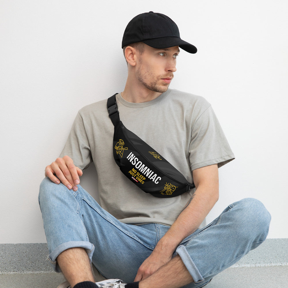 ILLTOCHILL Insomnia Awareness Fanny Pack – Men's Lifestyle Front (Black)