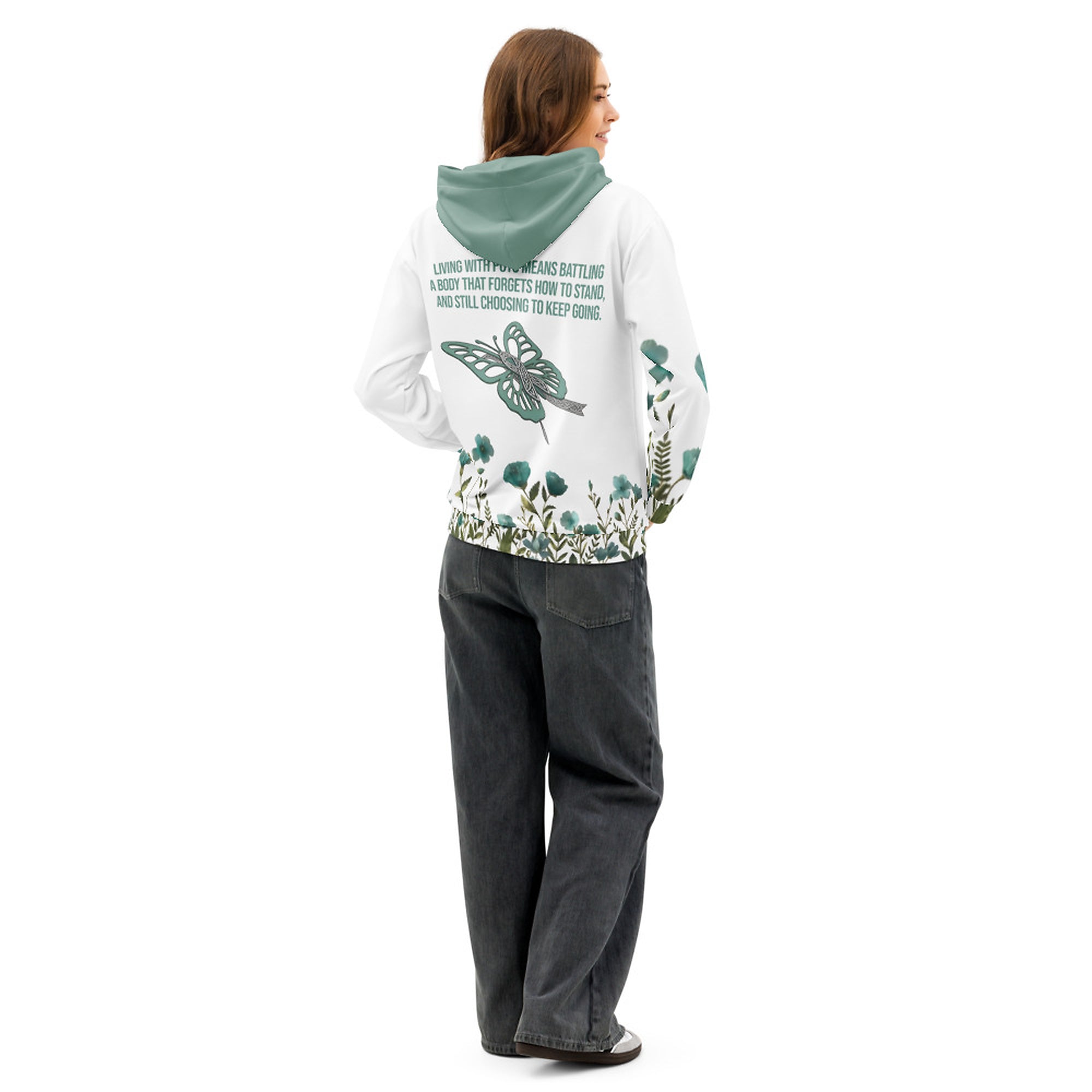 ILLTOCHILL POTS awareness gift Unisex cotton hoodie – Women's Back (White)