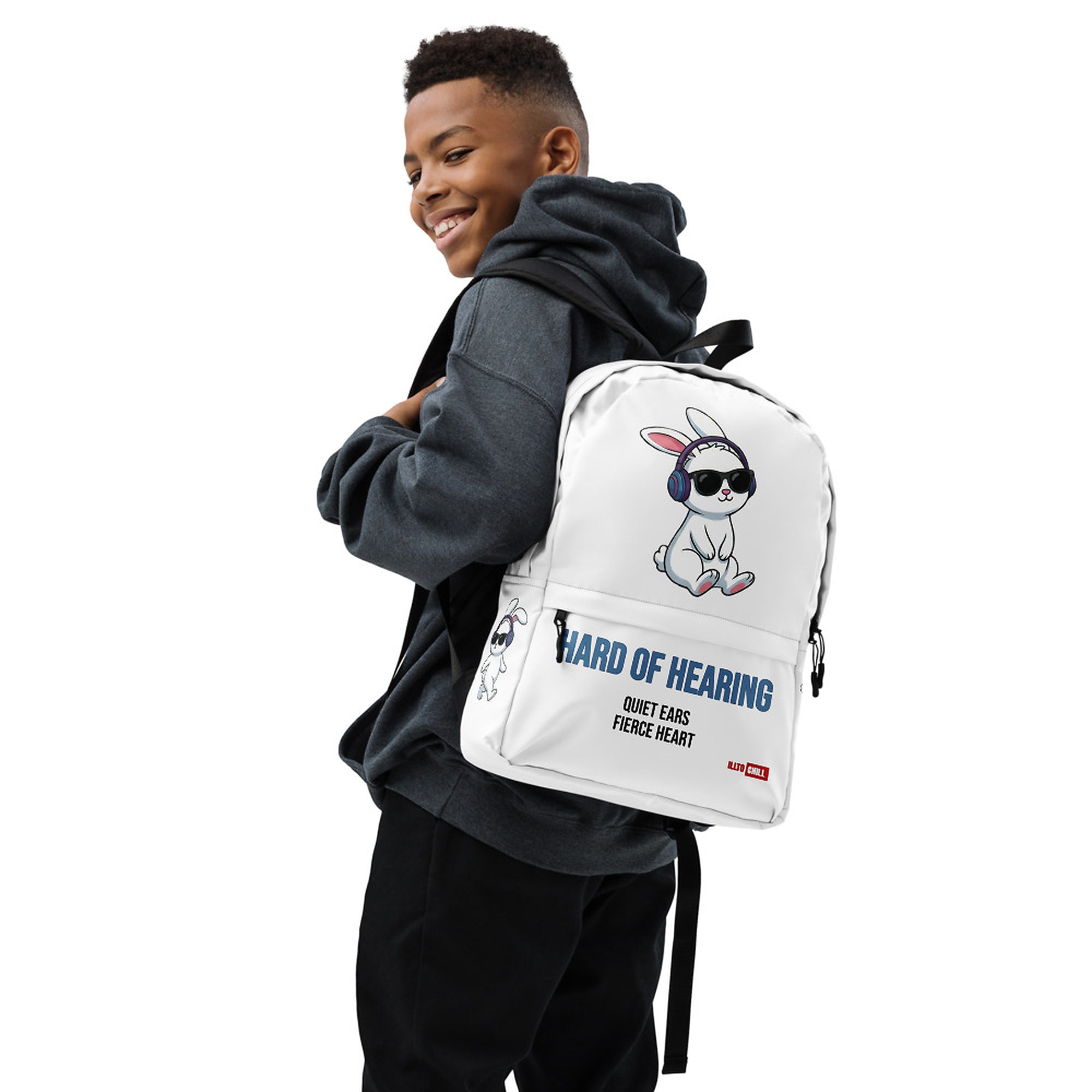 ILLTOCHILL Hard of Hearing Awareness Backpack – Boy's Right (Clear)