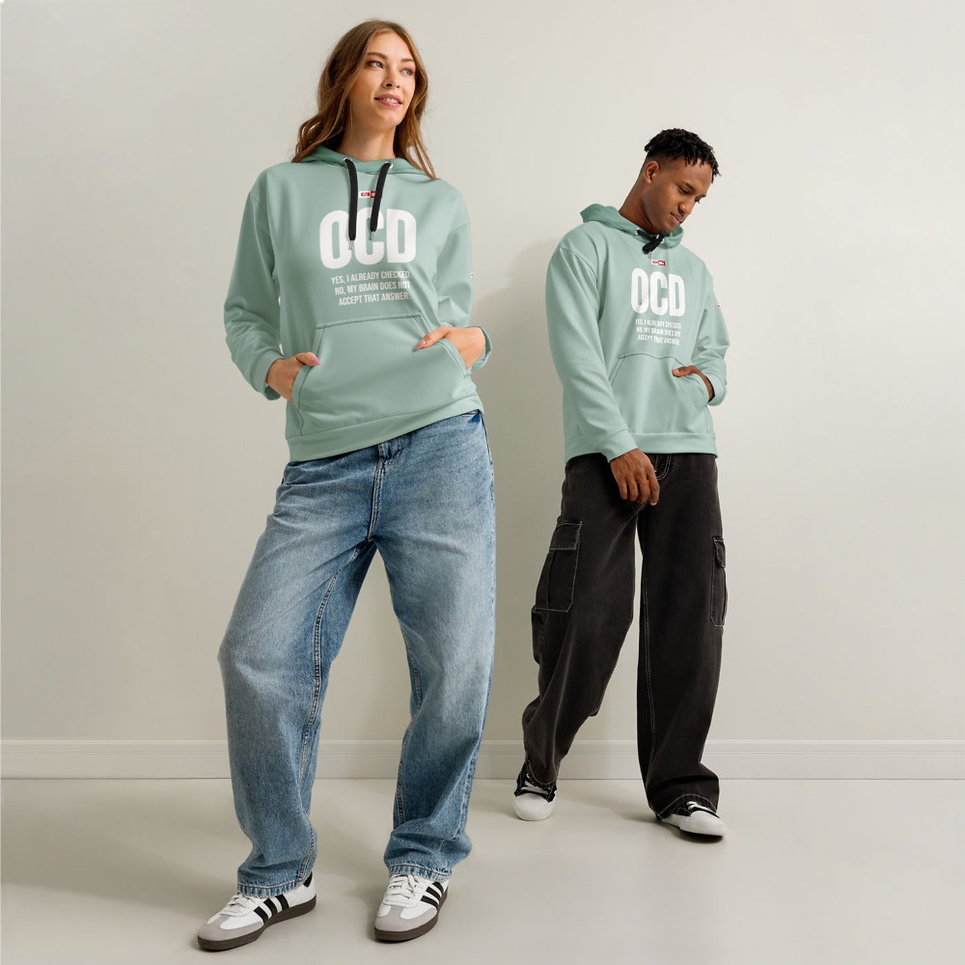 ILLTOCHILL ILLOCHILL OCD awareness Obsessive-Compulsive Disorder gift heavyweight Unisex cotton hoodie – Duet Front (Black)