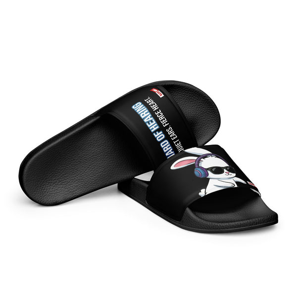 ILLTOCHILL Hard of Hearing Awareness Men's Slides – Flat 4 Front (Hard Of Hearing Awareness Men's Slides)
