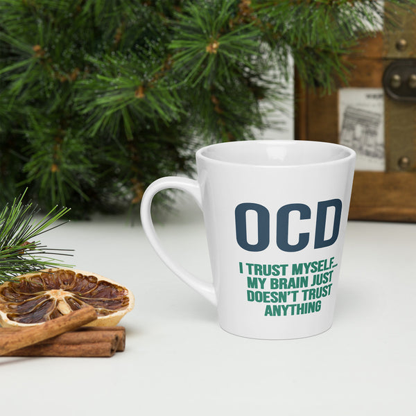 ILLTOCHILL OCD awareness Obsessive-Compulsive Disorder gift Latte mug – Lifestyle 3 Left
