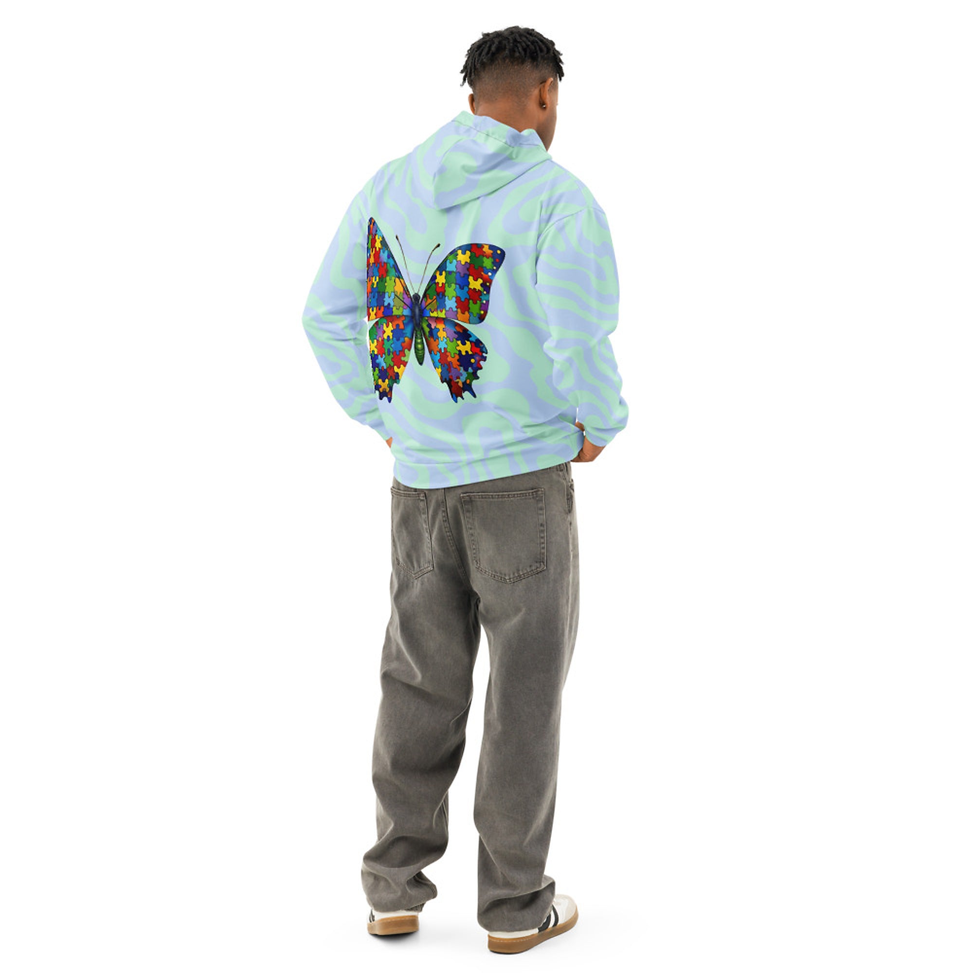 ILLTOCHILL Autism support neurodiversity butterfly gift Unisex cotton Hoodie – Men's Back (Black)
