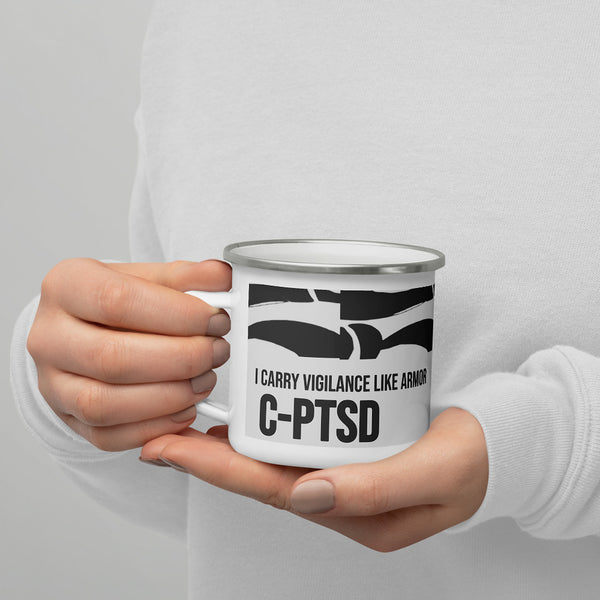 ILLTOCHILL CPTSD awareness Complex Post-Traumatic Stress disorder gift Enamel Mug – Lifestyle 7 Left