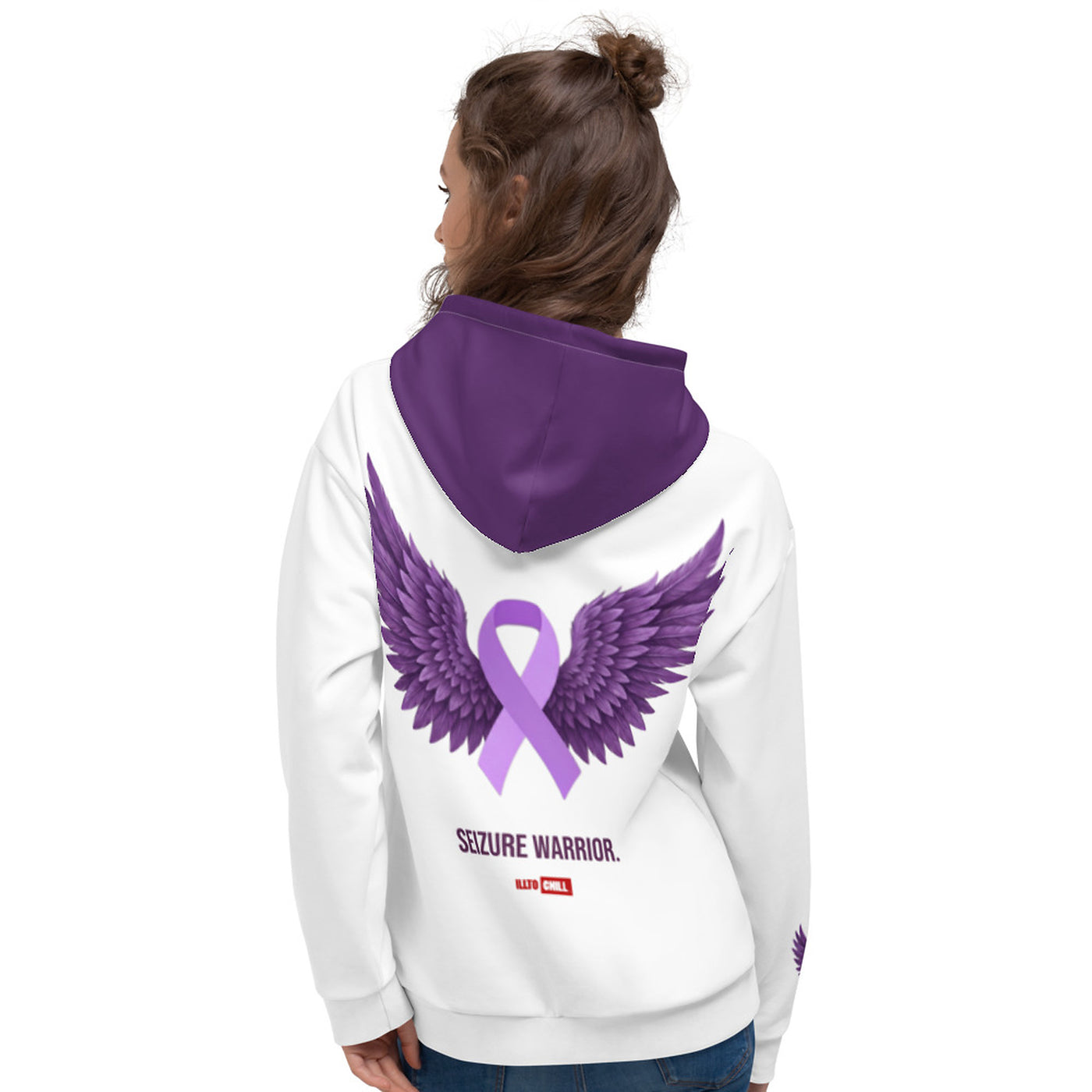 ILLTOCHILL Epileptic seizues awareness epilepsy gift heavyweight Unisex Hoodie – Women's Back (White)