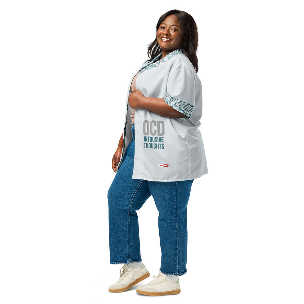 ILLTOCHILL OCD awareness Obsessive-Compulsive Disorder Unisex button shirt – Women's 3 Left (White)