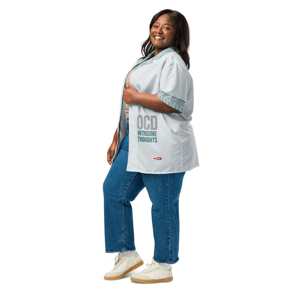 ILLTOCHILL OCD awareness Obsessive-Compulsive Disorder Unisex button shirt – Women's 3 Left (White)