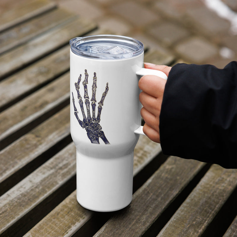 ILLTOCHILL RA awareness Rheumatoid Arthritis support gift Travel mug with a handle – Lifestyle 6 Left