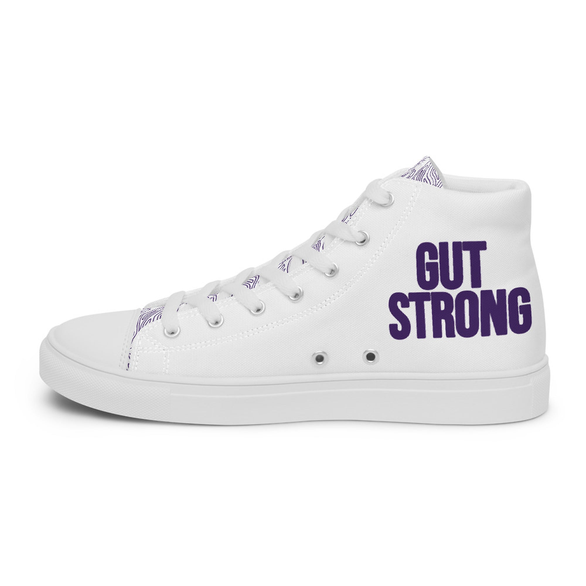 ILLTOCHILL Crohn's disease awareness and support gift Men’s high top canvas shoes – Flat 2 Right Inside