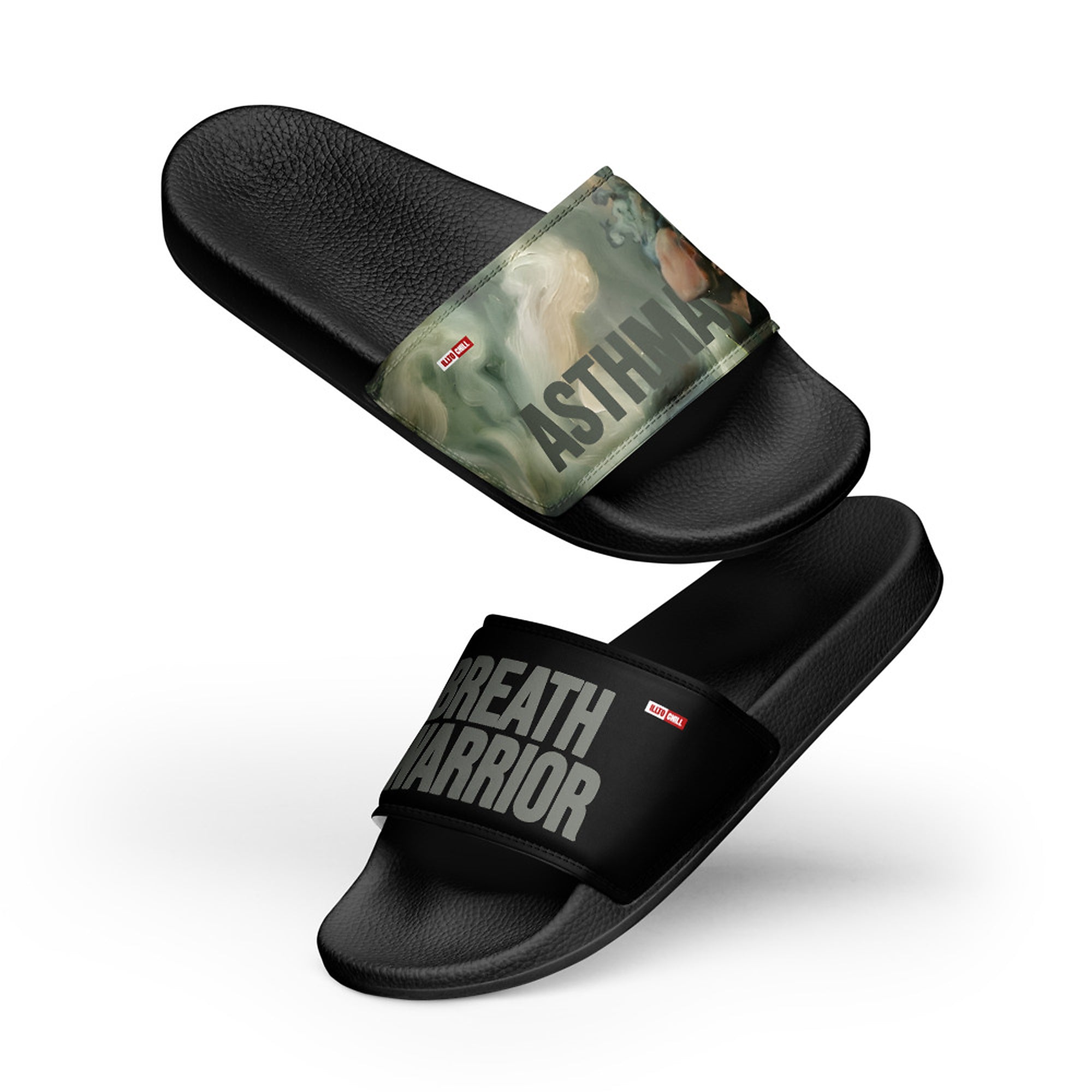 ILLTOCHILL Asthma Support Men's Slides – Flat 5 Front (Asthma Support Men's Slides)