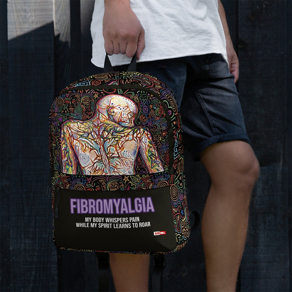 ILLTOCHILL Fibromyalgia Support Backpack – Men's Lifestyle Left (Black)