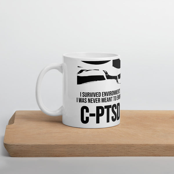 ILLTOCHILL CPTSD awareness Complex Post-Traumatic Stress disorder gift White glossy mug – Environment Cutting board