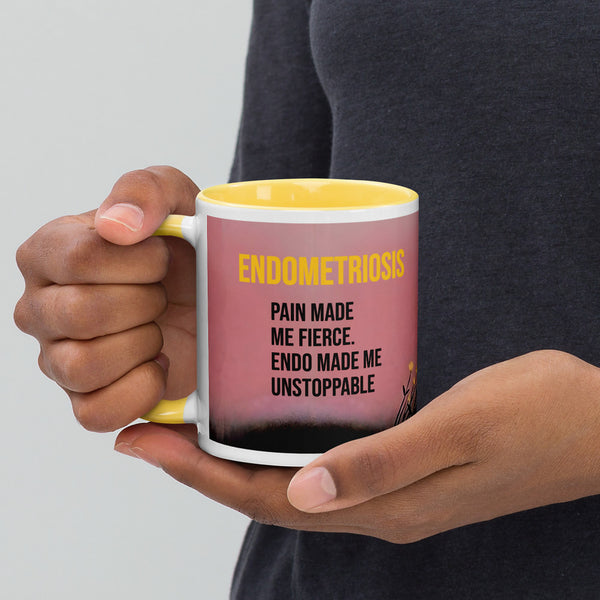 ILLTOCHILL Endometriosis awareness Endo warrior gift Mug with Color Inside – Lifestyle 3 Left