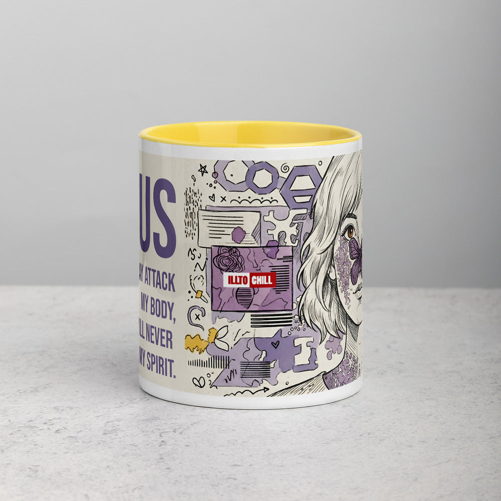 ILLTOCHILL Lupus awareness gift Mug with Color Inside – Lifestyle 2 Front
