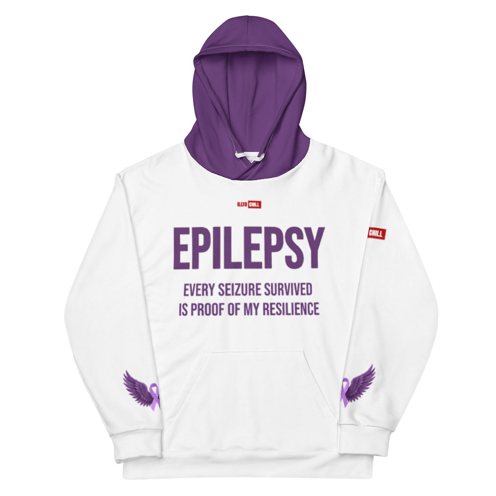 ILLTOCHILL Epileptic seizues awareness epilepsy gift heavyweight Unisex Hoodie – Flat Front (White)
