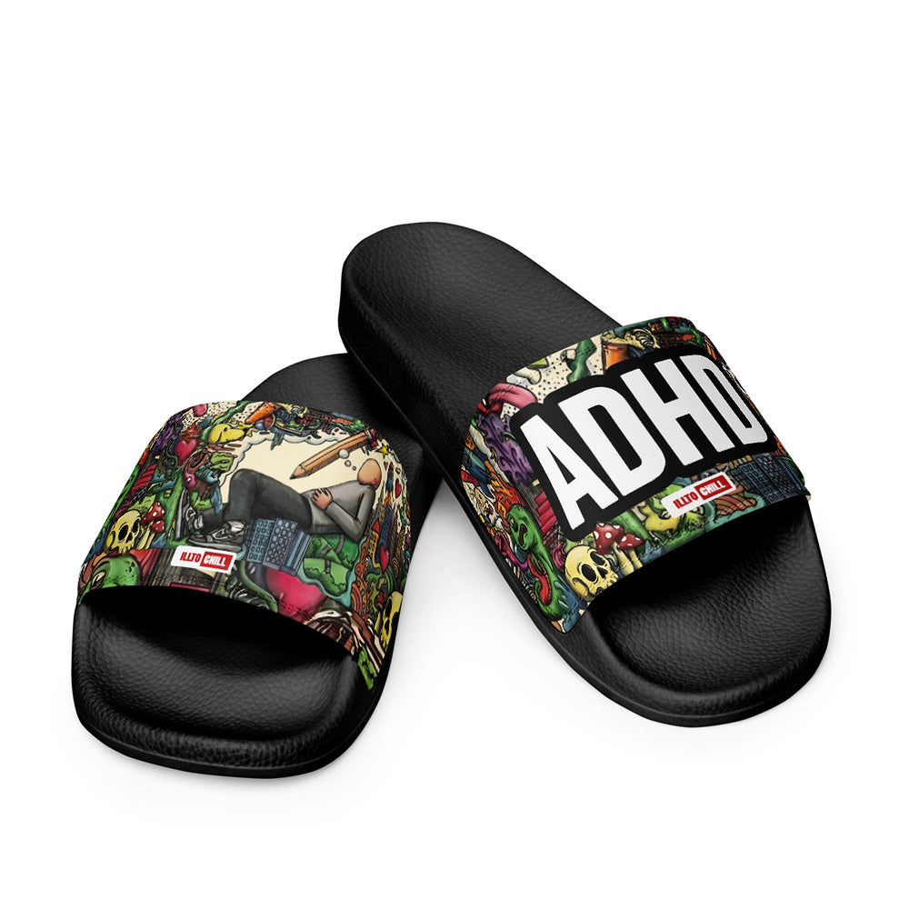 ILLTOCHILL ADHD Awareness Men's Slides – Flat 3 Front (Adhd Awareness Men's Slides)