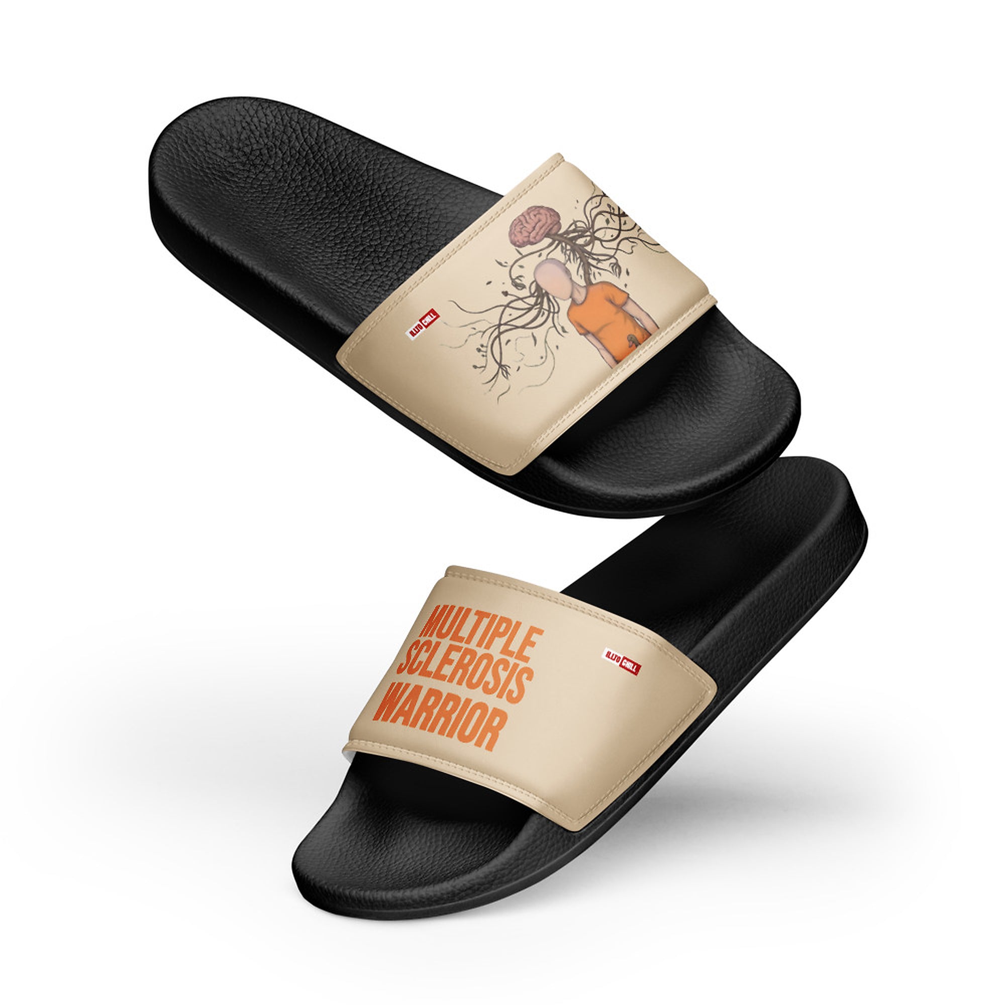 ILLTOCHILL MS Awareness Men's Slides – Flat 5 Front (Ms Awareness Men's Slides)