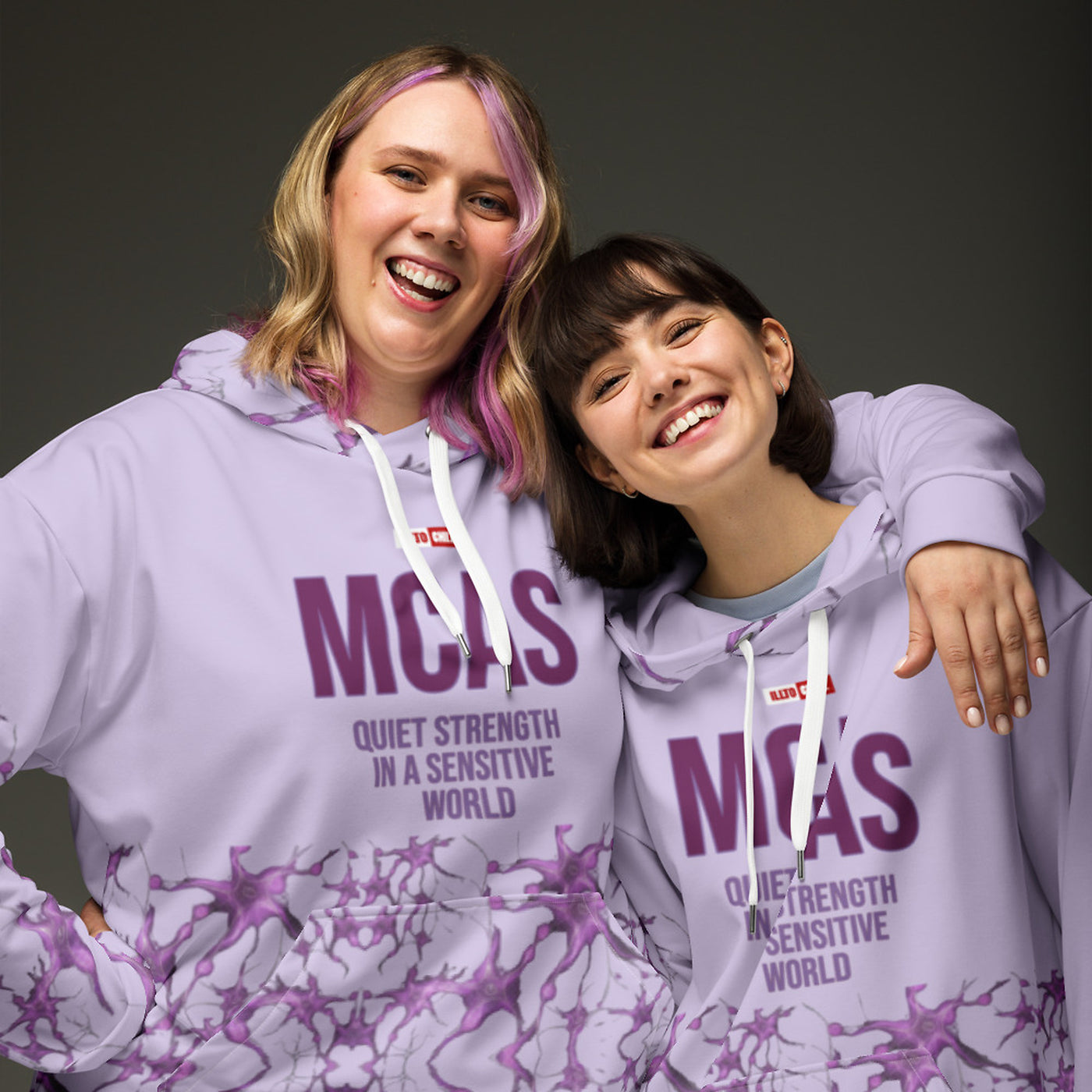 ILLTOCHILL MCAS awareness Mast cell activation syndrome gift heawyweight Unisex Hoodie – Couples Front (White)