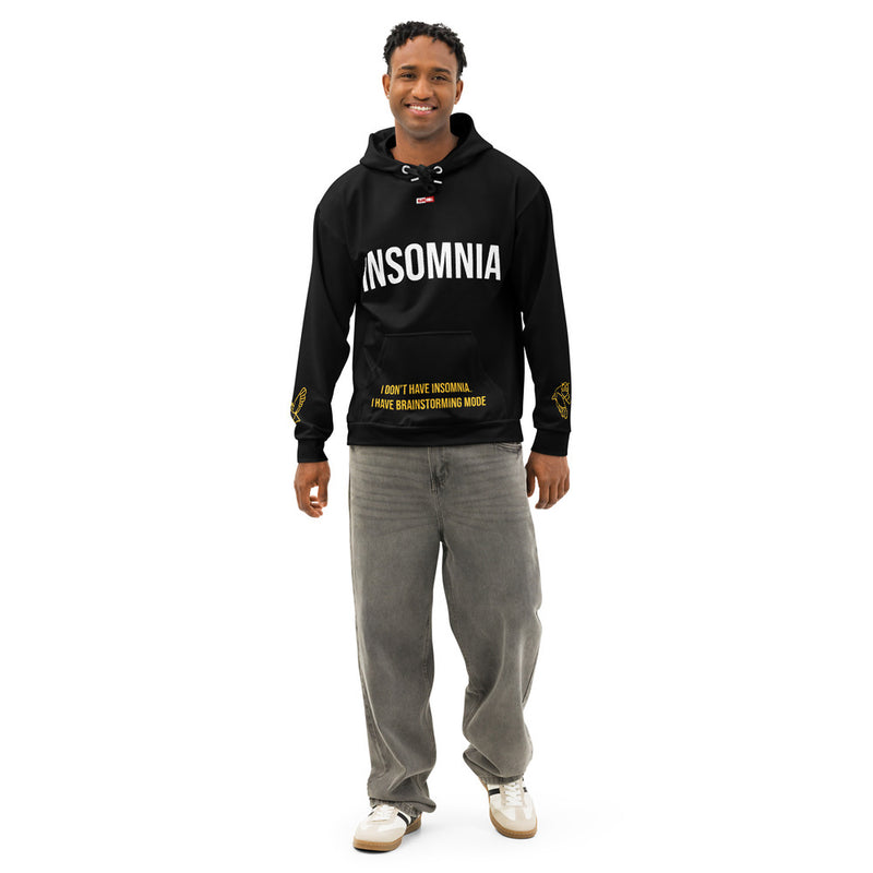 ILLTOCHILL Insomnia Night Owl Unisex Cotton Hoodie – Men's Front (Black)