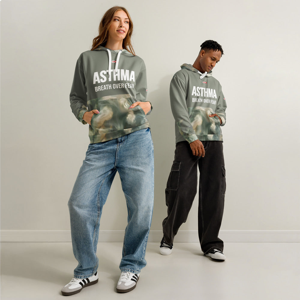 ILLTOCHILL Asthma awareness and support gift unisex cotton hoodie – Duet Front (White)