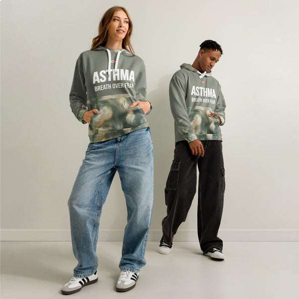 ILLTOCHILL Asthma awareness and support gift unisex cotton hoodie – Duet Front (White)