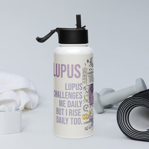 ILLTOCHILL Lupus awareness gift Stainless steel water bottle with a straw lid – Lifestyle 2 Right